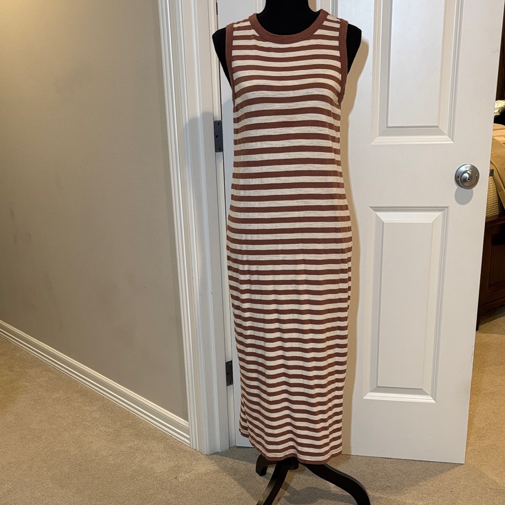Sanctuary Brown and Cream Striped Midi Dress